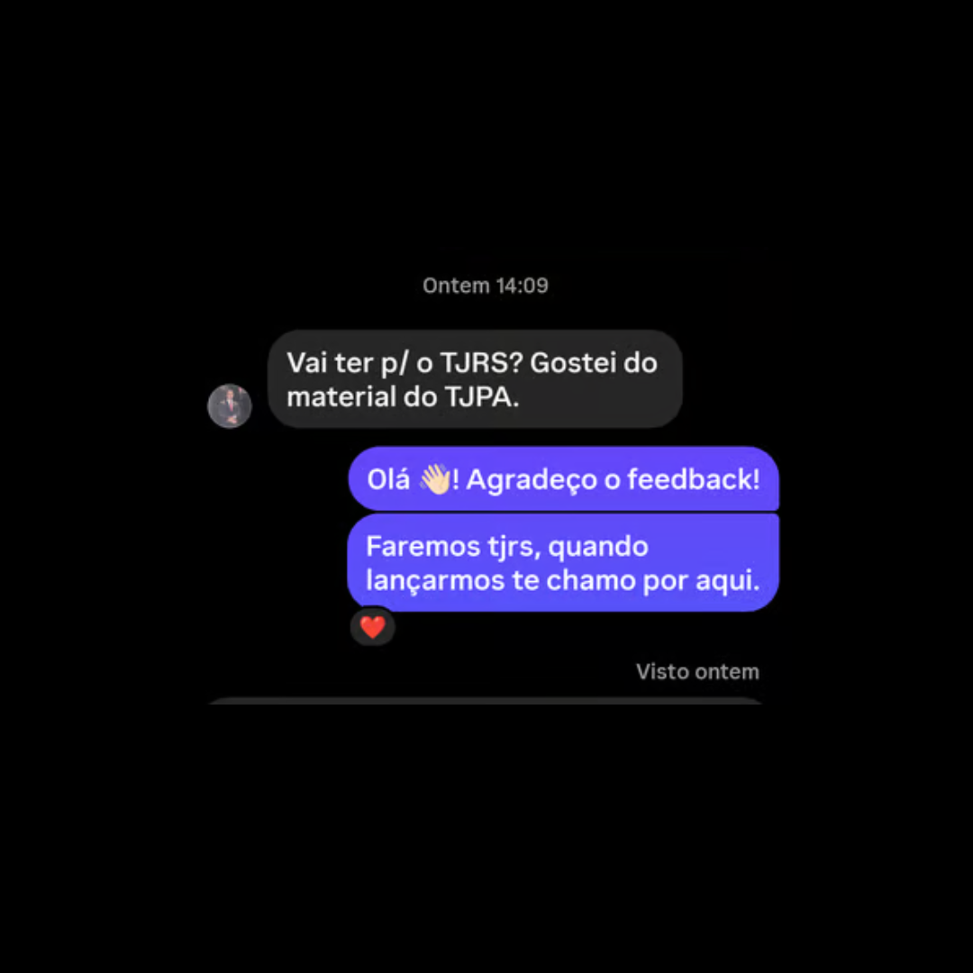 Aluno elogia material do TJPA e pergunta por TJRS